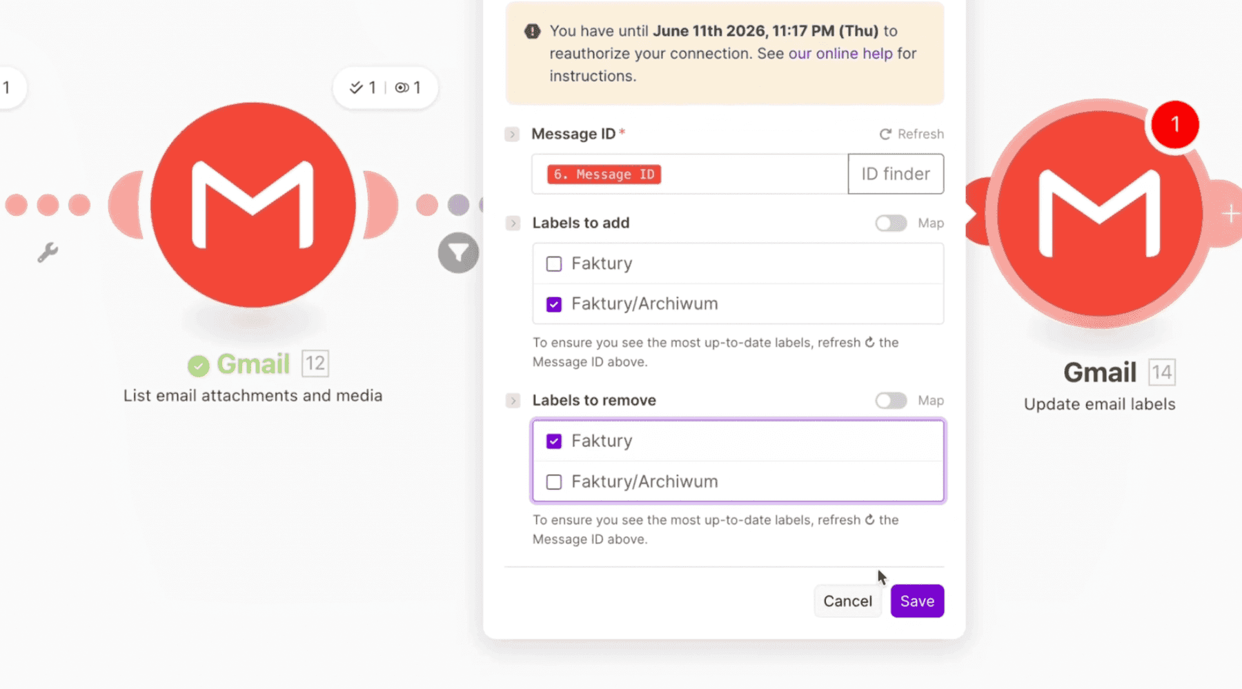 Update email labels