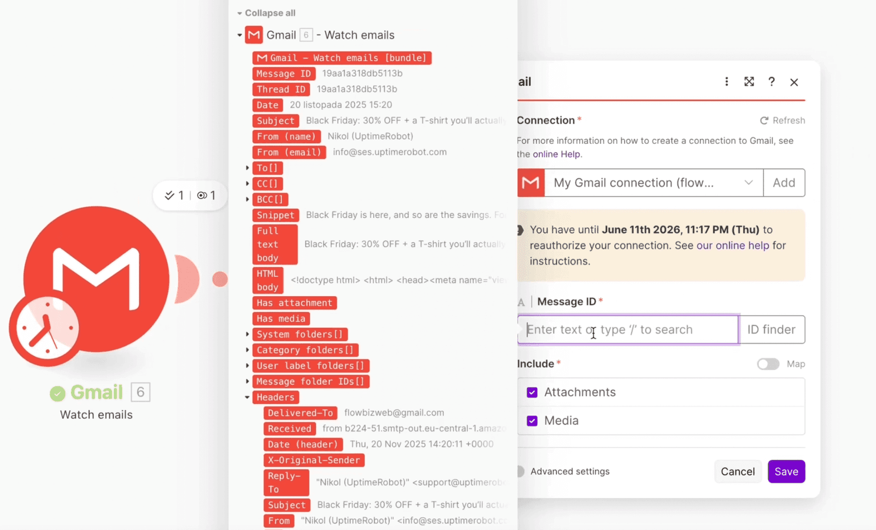 Konfiguracja modułu Gmail
