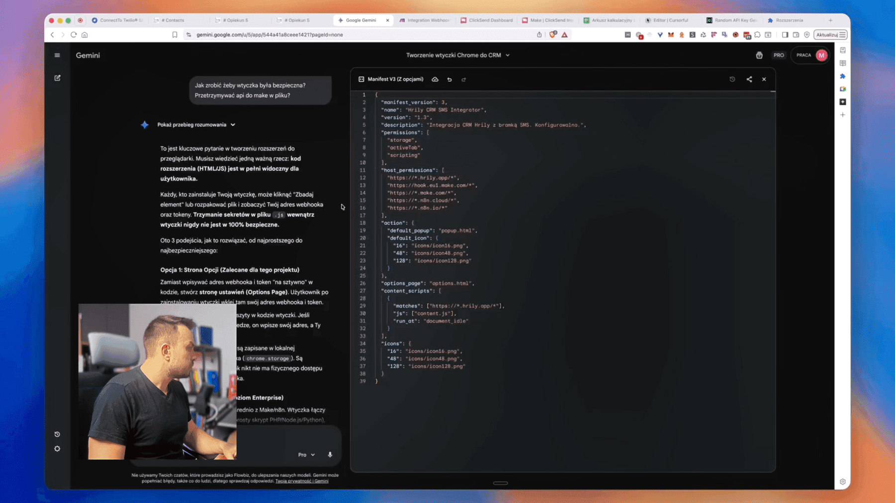 Gemini generuje kod wtyczki Chrome