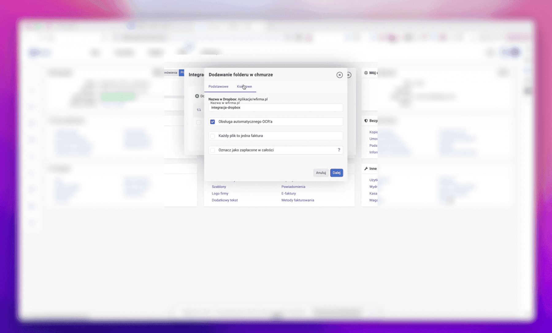 Dropbox w wFirma